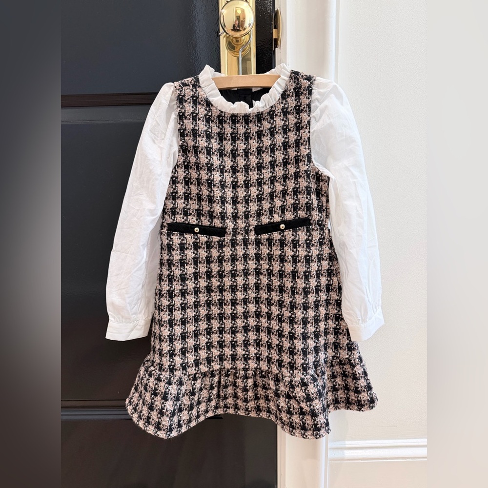 Janie and Jack Chic Black and White Houndstooth Dress
